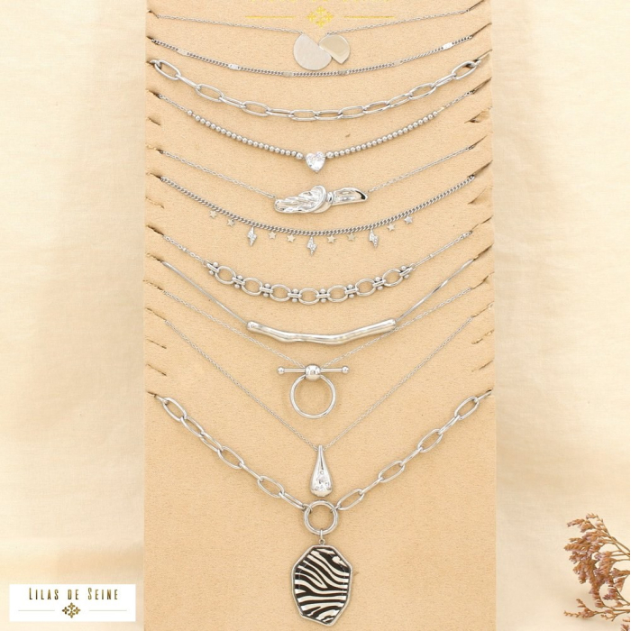 Ensemble 10 colliers acier inoxydable nuance argenté 0125585 argenté