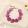 Bracelet fleurs acier inoxydable résine marbré 0225519 violet