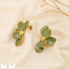 Boucles d’oreilles acier inoxydable fleur émail 0325136 vert kaki