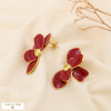 Boucles d’oreilles acier inoxydable fleur émail 0325136 rouge bordeaux