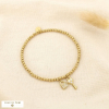 Bracelet élastique clé cadenas bille acier inox 0225567 doré