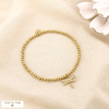 Bracelet élastique libellule bille acier inox strass 0225568 doré