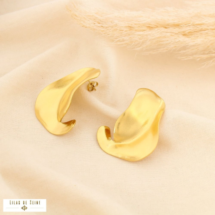Boucles d’oreilles sculptural acier inoxydable mat 0325527 doré