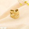 Bague acier inoxydable mat ouverte croisé ajouré 0425502 doré