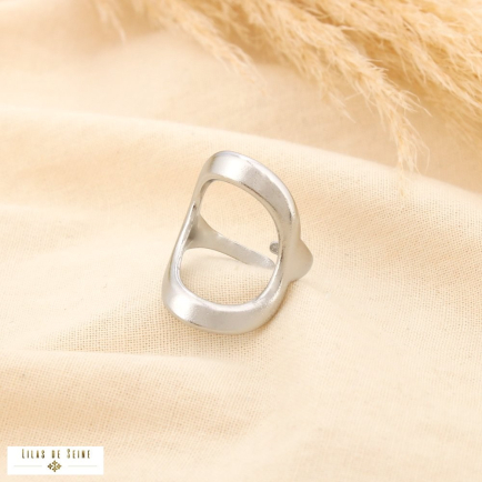 Bague acier inoxydable mat ouverte ovale ajouré 0425513 argenté