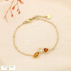 Bracelet acier inoxydable cristal coeur chaîne bille 0225535 marron