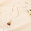 Collier acier inoxydable scarabée émail strass 0125514 rouge bordeaux