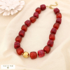 Collier acier inoxydable résine marbrée paillette 0125582 rouge bordeaux