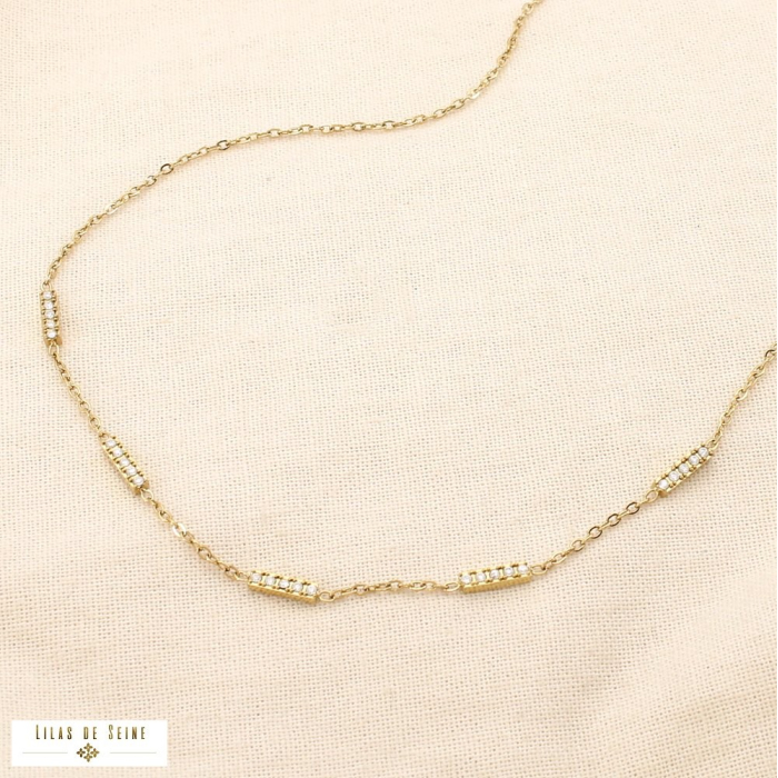 Bracelet acier inoxydable minimaliste barre strass 0125566 doré