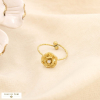 Bague acier inoxydable strass fleur 0425503 doré