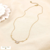 Collier acier inoxydable strass couronne bille 0125561 doré