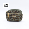 2 Pochettes motif léopard Flora&Co polyester velours 0925535 vert kaki