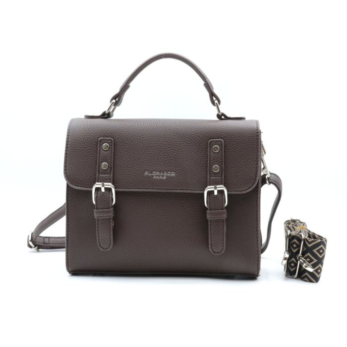 Sac à main Flora&Co façon cartable simili-cuir rigide 0924011 rouge bordeaux