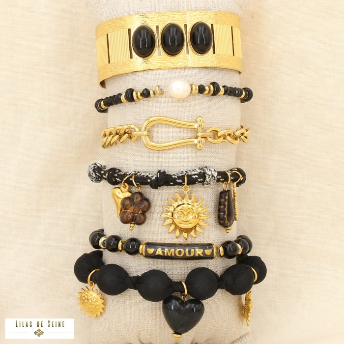 Ensemble 6 bracelets acier bohème nuance noir 0225605 noir