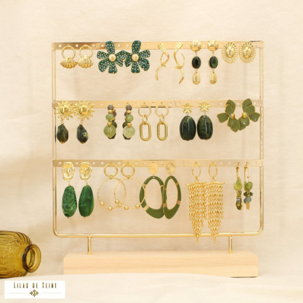 Ensemble 15 boucles d'oreilles acier nuance vert 0325612 vert