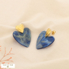 Boucles d'oreilles acier inox coeur résine 0325066 bleu foncé