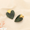 Boucles d'oreilles acier inox coeur résine 0325066 vert foncé