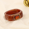 Bracelet ouvert marbré manchette acier résine strass 0225595 cognac