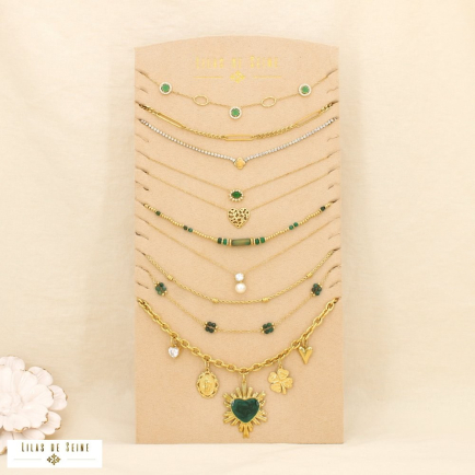 Ensemble 10 colliers acier inoxydable nuance vert 0125617 vert