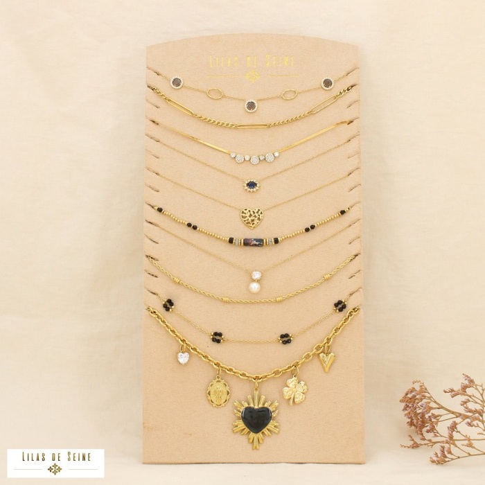 Ensemble 10 colliers acier inoxydable nuance noir 0125618 noir