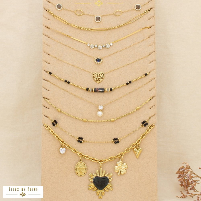 Ensemble 10 colliers acier inoxydable nuance noir 0125618 noir