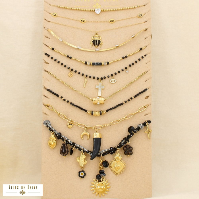 Ensemble 10 colliers acier inoxydable nuance noir 0125619 noir