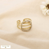 Bague multi-anneaux acier inox strass carré arrondi 0425518 doré