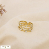 Bague acier inoxydable strass ouverte design bambou 0425508 doré