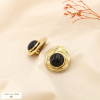 Boucles d’oreilles CLIP acier inox cabochon résine 0325618 noir