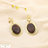 Boucles d’oreilles acier martelé résine ovale marbré 0325619 marron