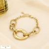 Bracelet acier inox chaîne gros anneau sculptural 0225611 doré