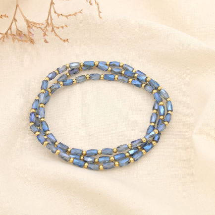 3 Bracelets élastique cristal facetté CCB 0225600 bleu foncé