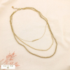Collier multi-chaînes maille corde tube acier inoxydable 0124515 doré