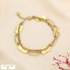 Bracelet double rangs acier inox maillons texturés 0225597 doré