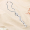 Collier double rangs polis acier pendentif anneau 0125603 argenté