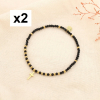 2 Bracelets fin élastique acier inox cristal croix 0225554 noir