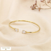 Bracelet ouvert acier inoxydable strass goutte 0225588 doré