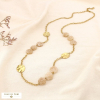 Collier sautoir acier inox fleur acrylique marbré 0125629 naturel/beige