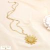 Collier sautoir acier inox pendentif marguerite 0125628 doré