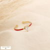 Bague minimaliste acier inox émail strass goutte 0425529 rouge