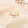 Bague minimaliste acier émail strass rectangulaire 0425530 orange foncé