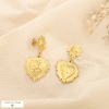Boucles d’oreilles acier inoxydable martelé coeur 0325608 doré