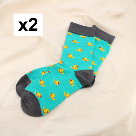 2 paires chaussettes imprimées canard 0625558 bleu