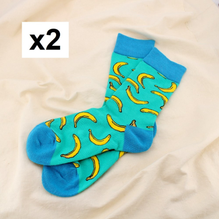 2 paires chaussettes imprimées banane 0625560 bleu