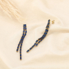 Boucles d’oreilles longues acier inoxydable cristal 0325627 bleu foncé