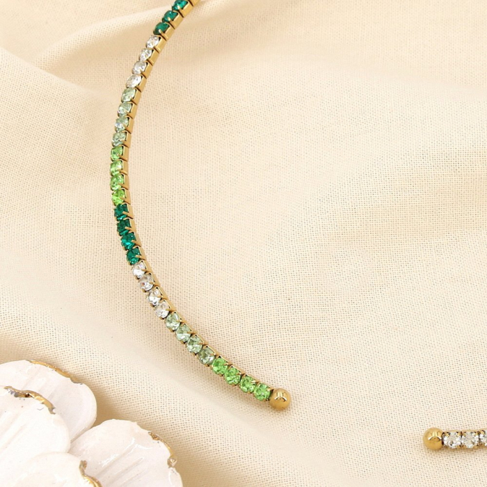 Collier cerceau acier inoxydable cristaux dégradés 0125635 vert