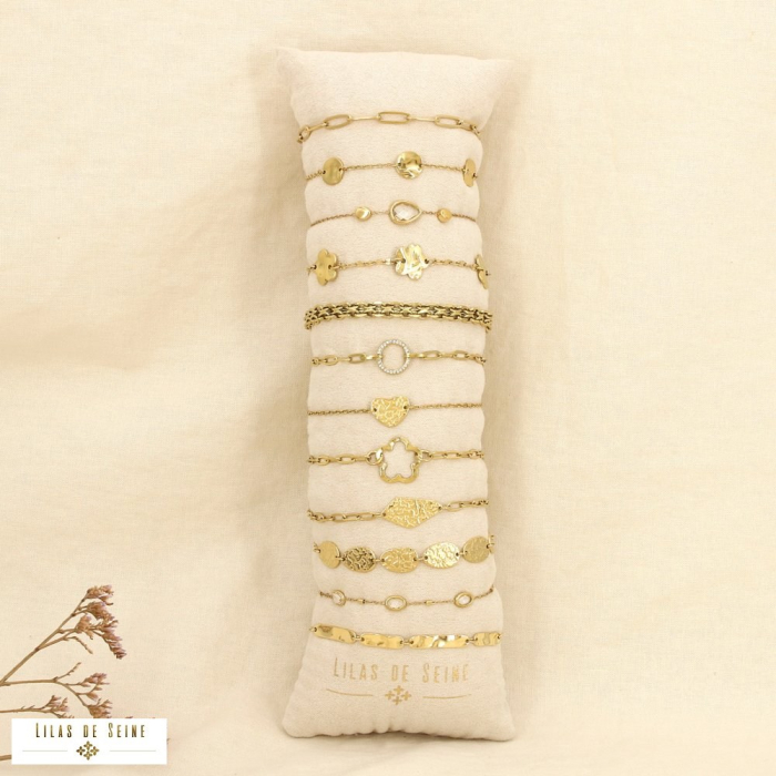 Ensemble 12 bracelets acier coeur fleur goutte 0225623 doré