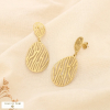 Boucles d’oreilles acier inoxydable strié ajouré 0325603 doré