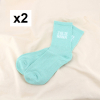 2 paires chaussettes à paillettes message JOLIE NANA 0625537 vert aqua