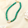 Collier acier inoxydable rondelle nacre strass 0126002 vert